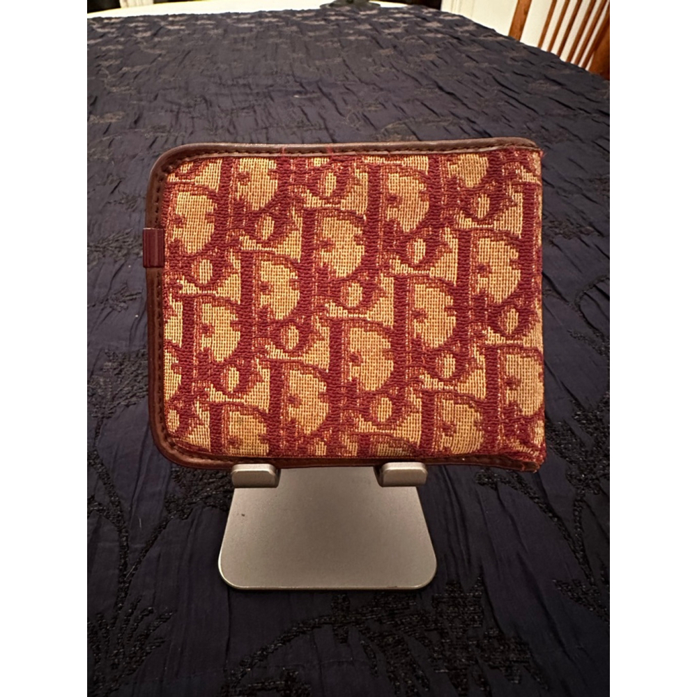 Dior Beige and Burgundy Canvas & Leather Bifold Wallet - Picture 3 of 15